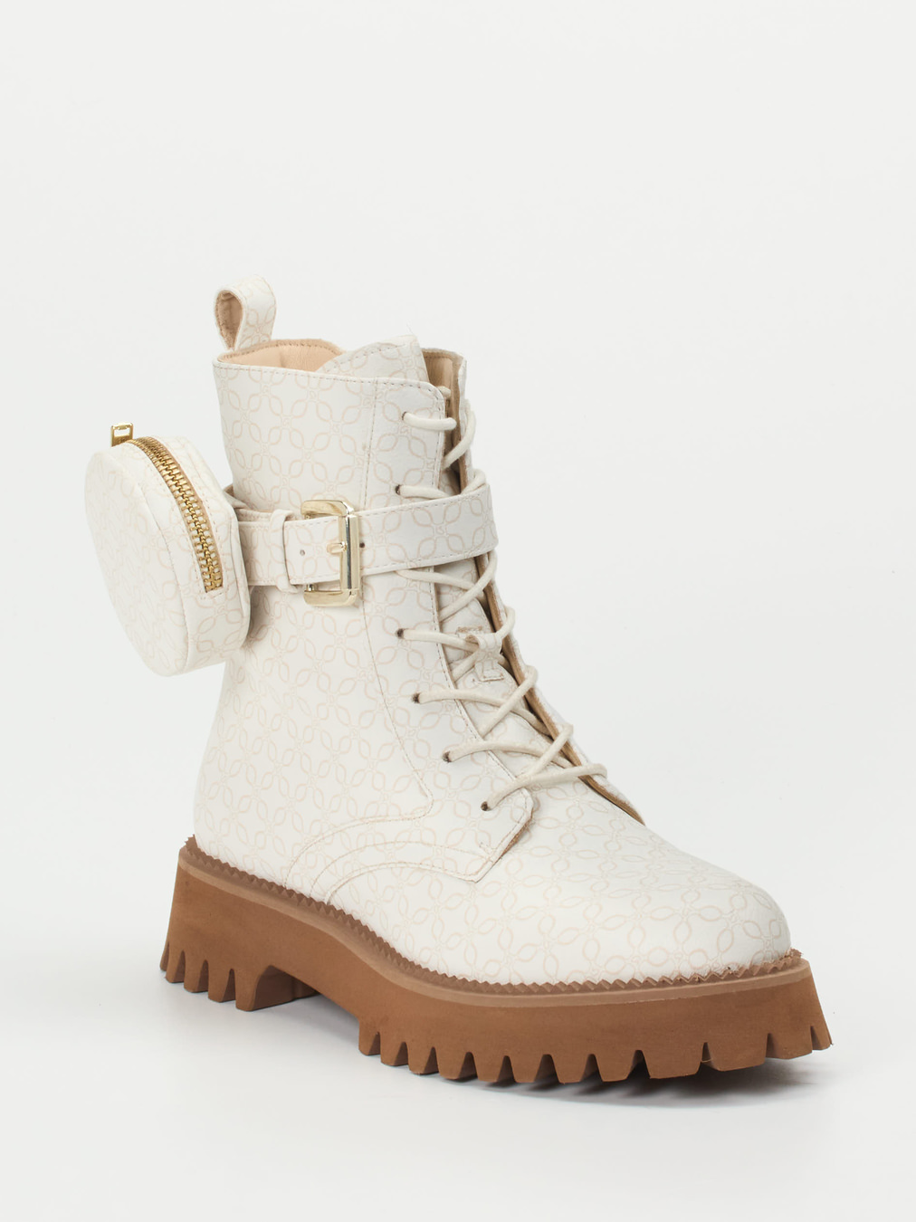 Ara – Schnürboots aus geprägtem Leder in Beige