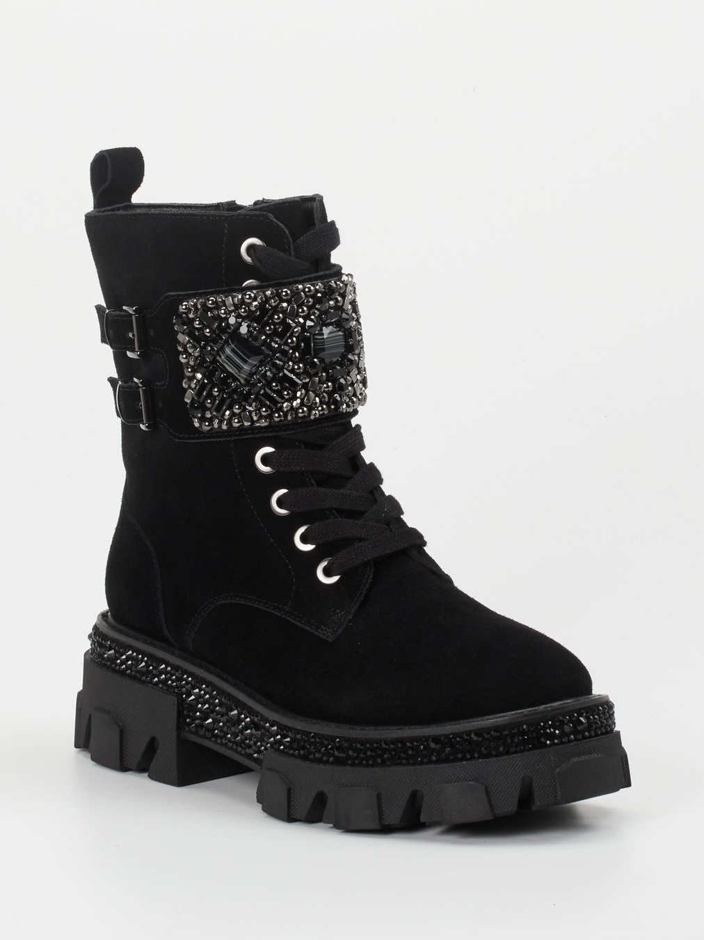 Ralph Harrison – Combat Boots aus Veloursleder Schwarz
