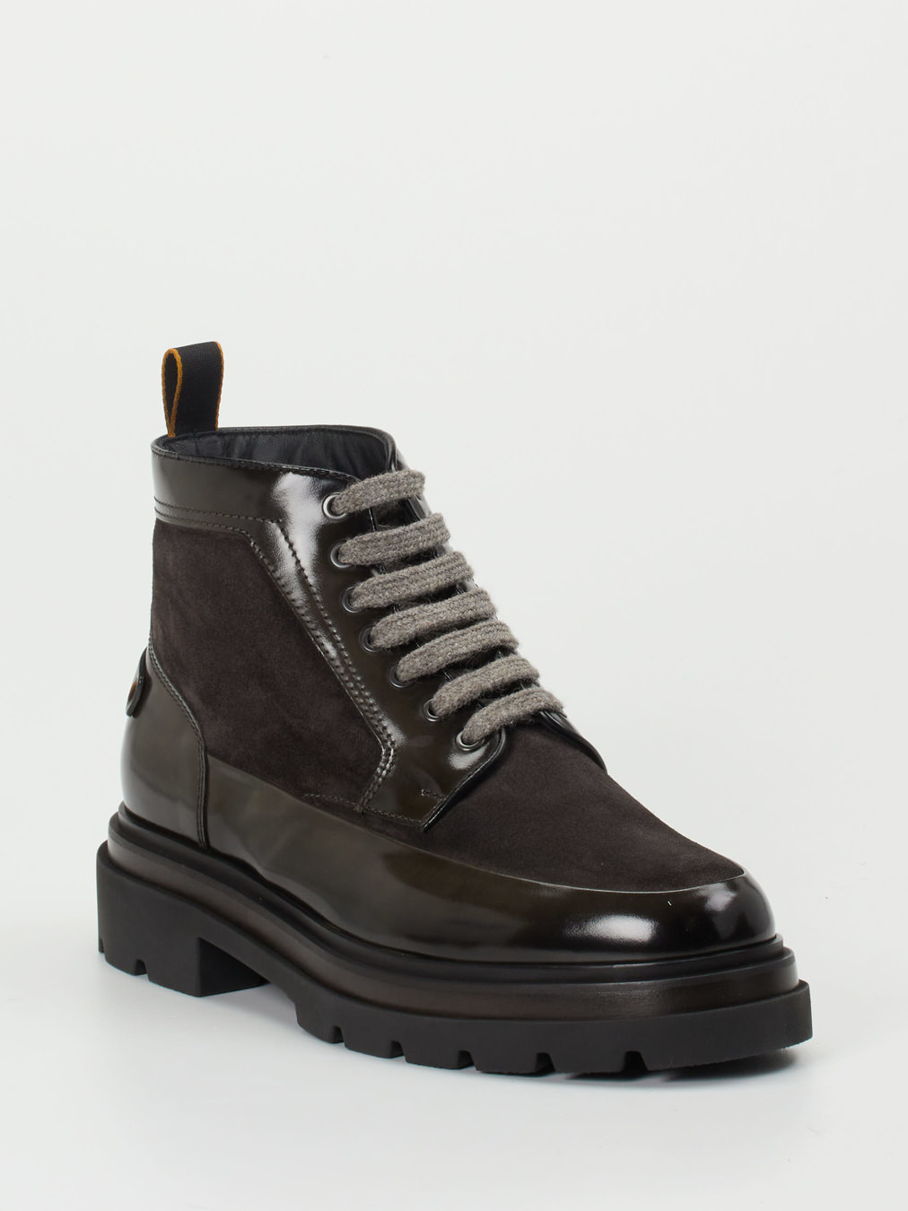 Santoni – Schnürboots aus Veloursleder in Grau