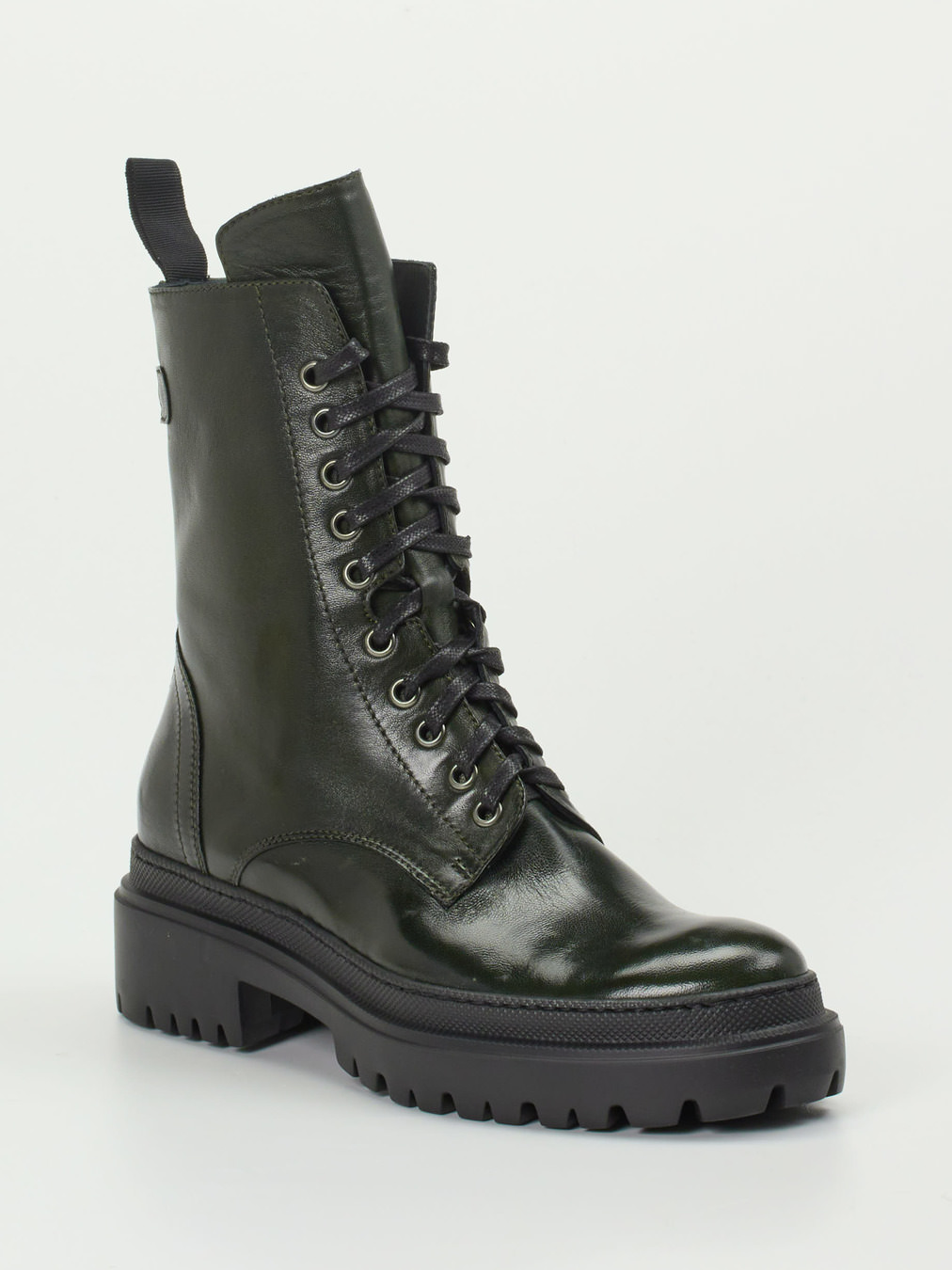 Konstantin Starke – Schnürboots aus Lammleder Dunkeloliv