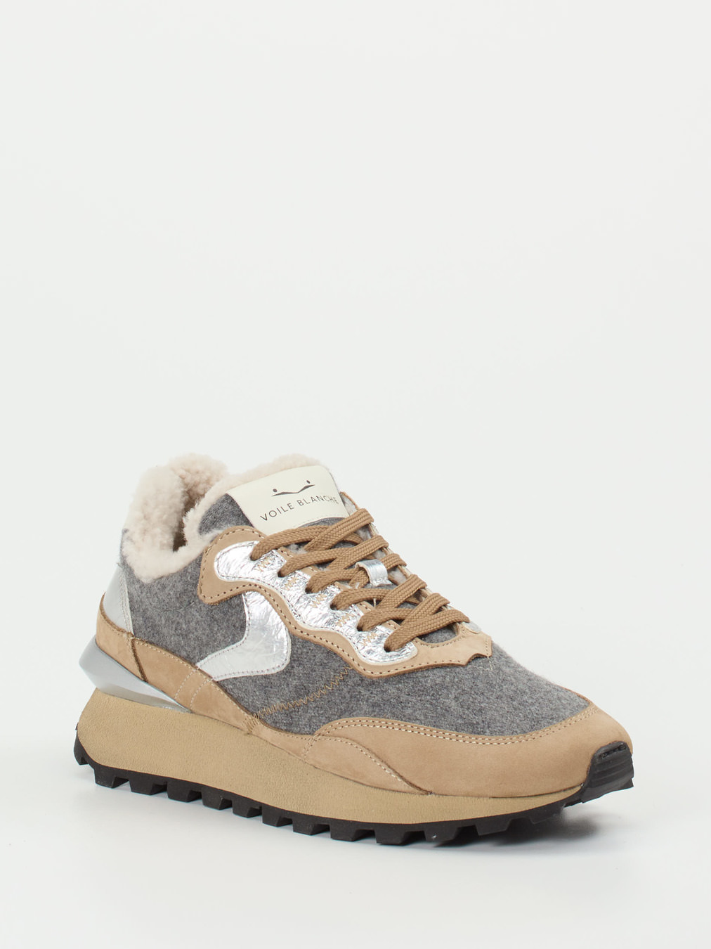 Voile Blanche – Winter-Sneaker aus Nubukleder beige