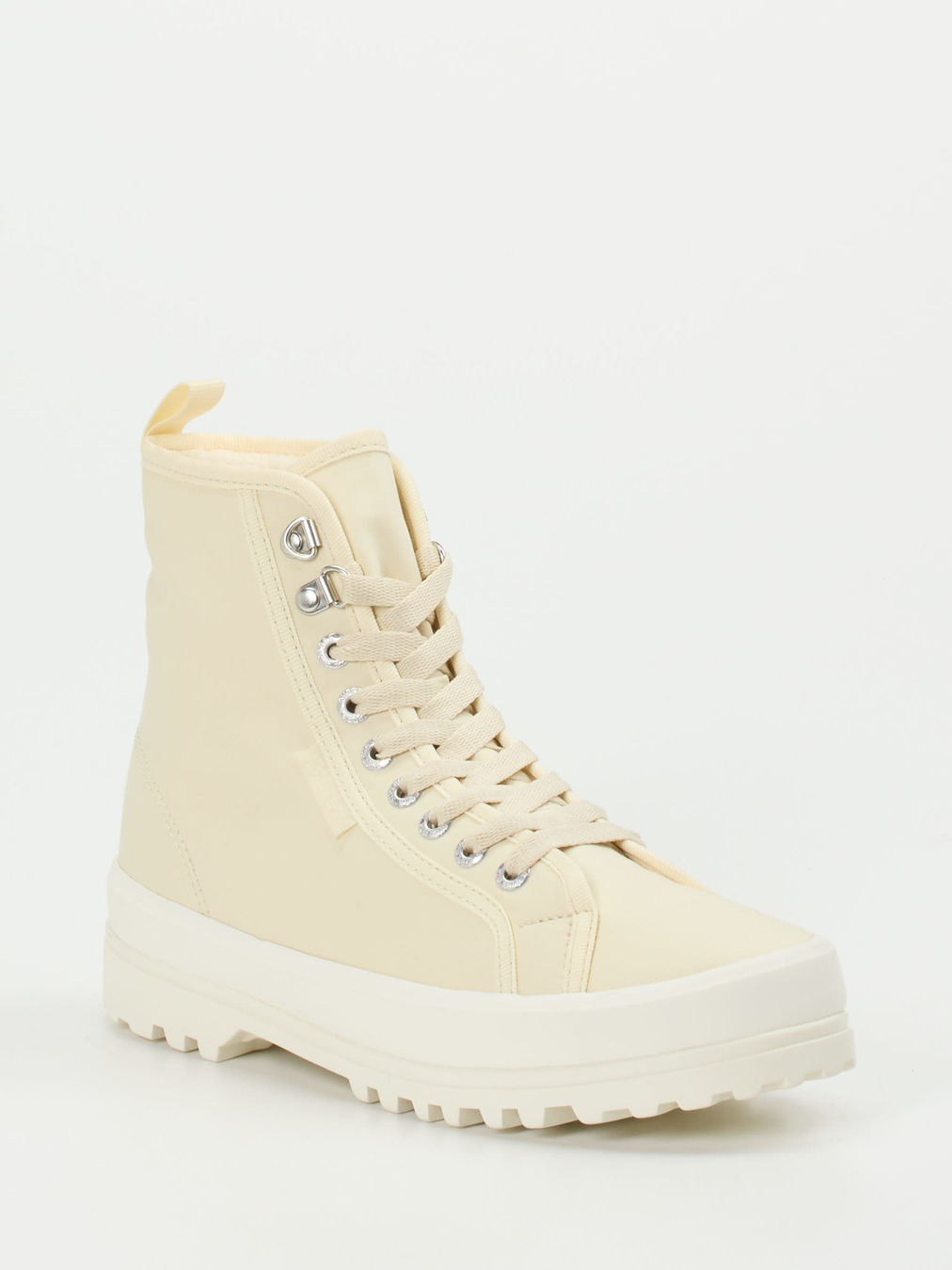 Superga – Schnürboots aus Lammleder in Beige
