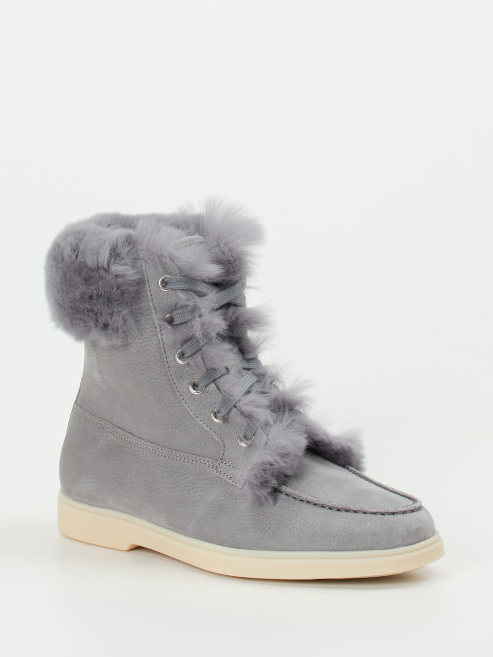 Santoni – Stiefelette aus Nubukleder in Grau