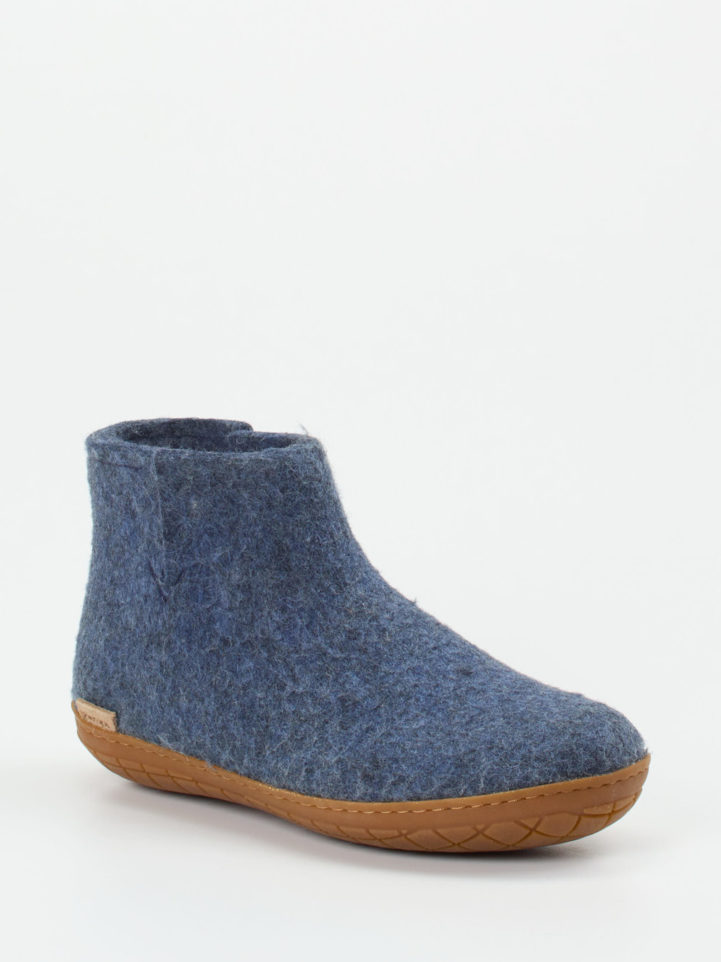 Glerups – Hausschuh-Bootie aus Wollfilz jeansblau