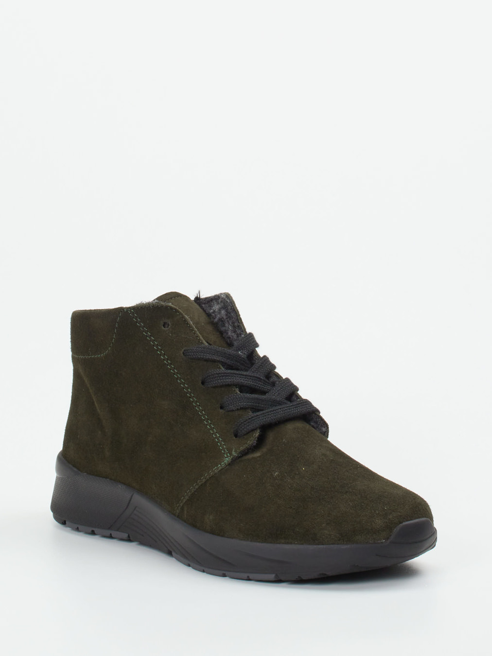 Semler – Schnürboots aus Veloursleder olivgrün