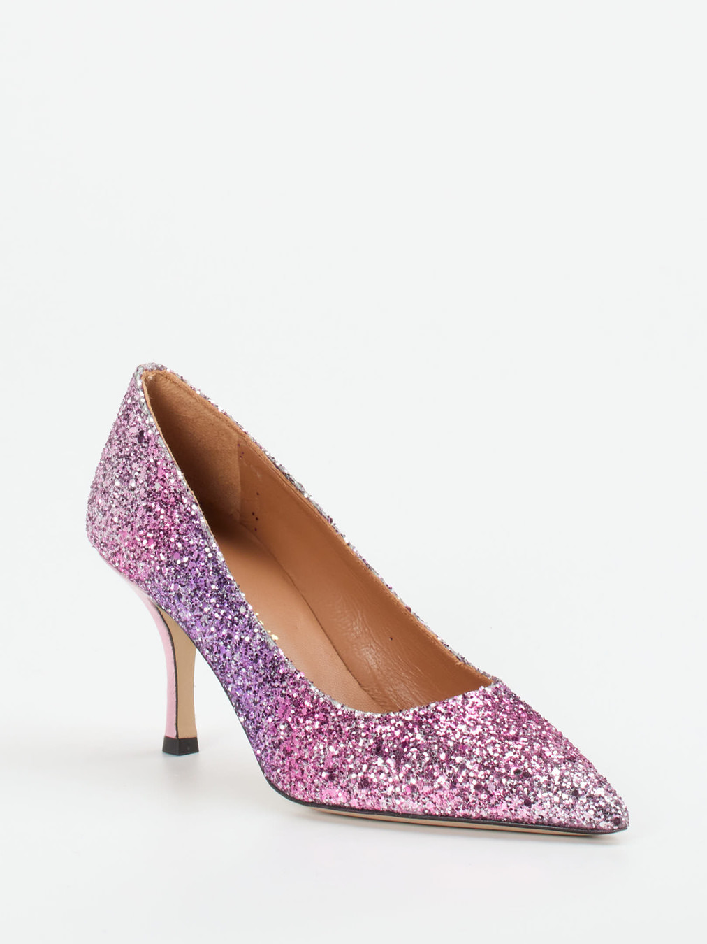 Andrea Puccini – Glitzerpumps aus Metallicleder fliederrosa