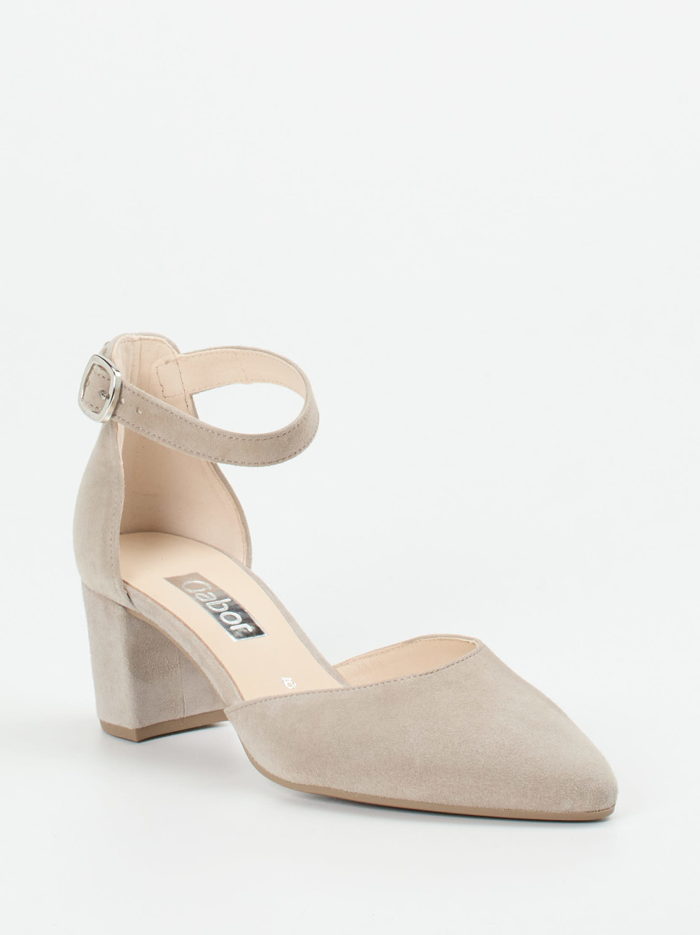 Gabor – Ankle-Strap-Pumps aus Veloursleder sandbeige