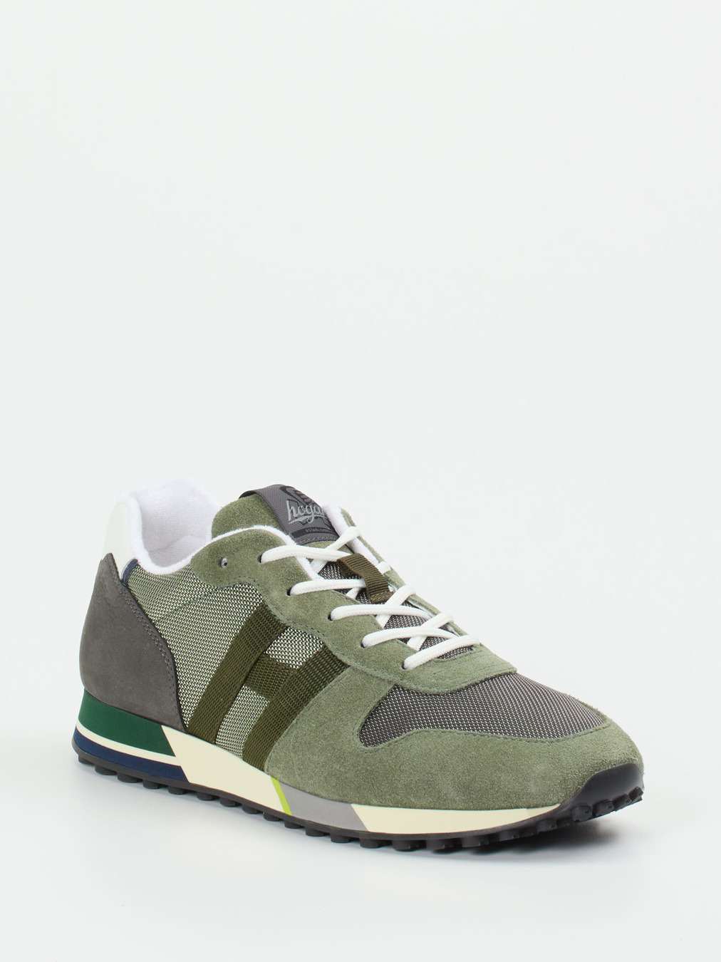 Hogan – Retro-Runner aus Veloursleder olivgrün