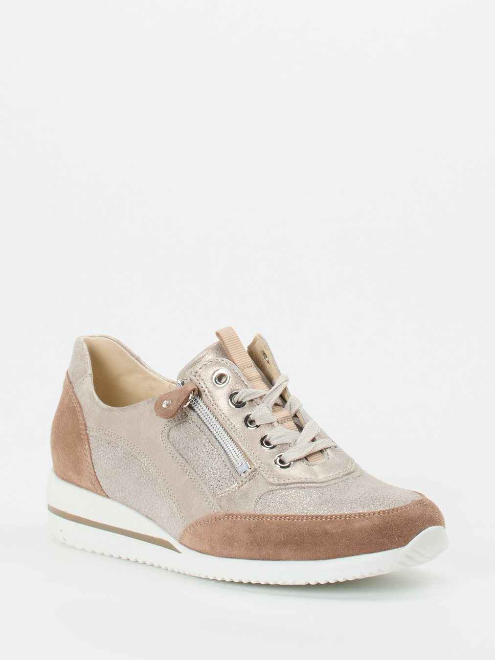 Waldläufer – Komfort-Sneaker aus Metallicleder beige