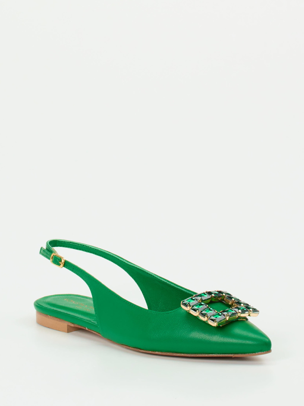 Konstantin Starke – Slingback-Ballerina aus Lammleder smaragdgrün