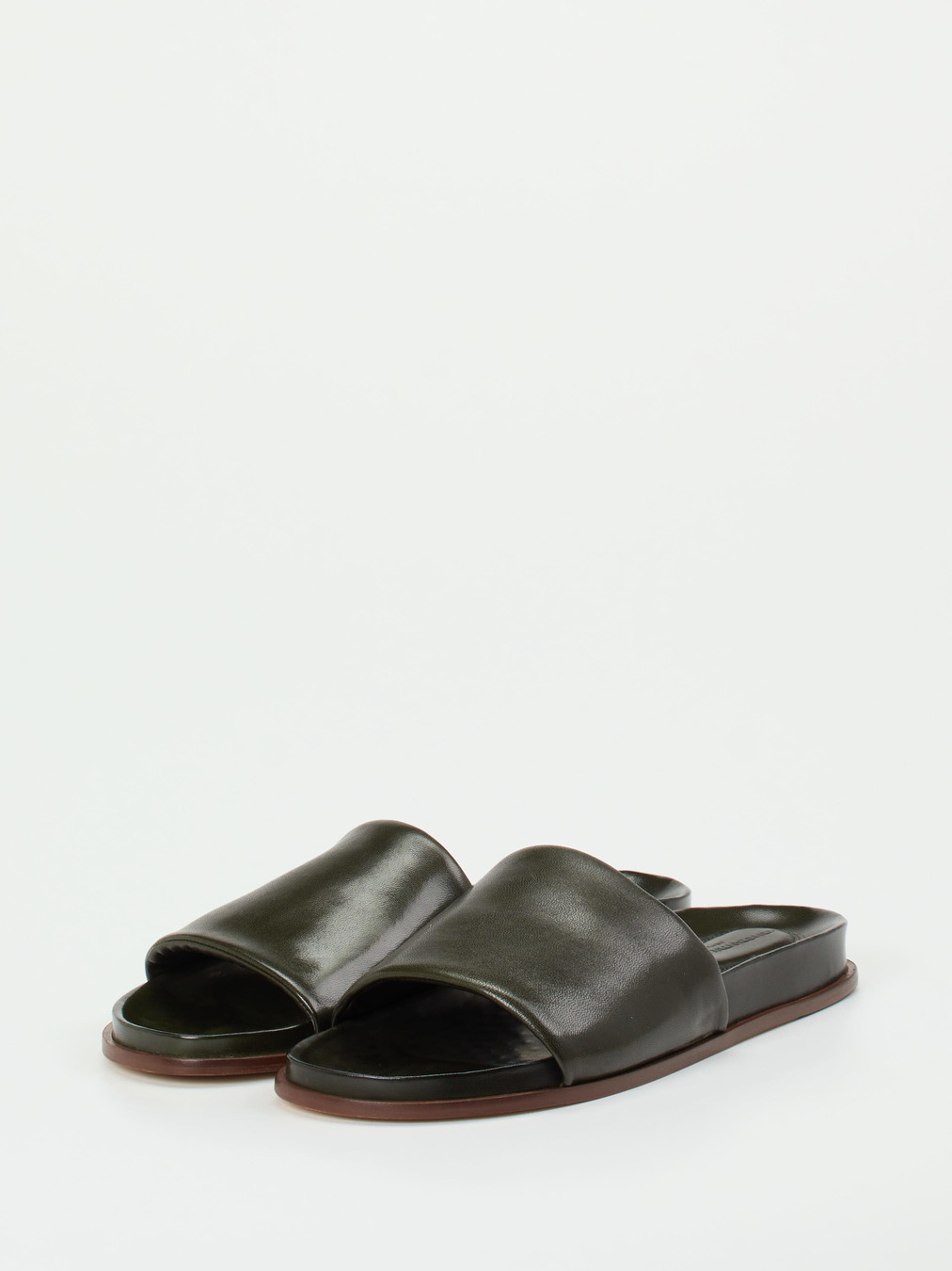 Konstantin Starke – Pantolette aus Lammleder Dunkelgrün