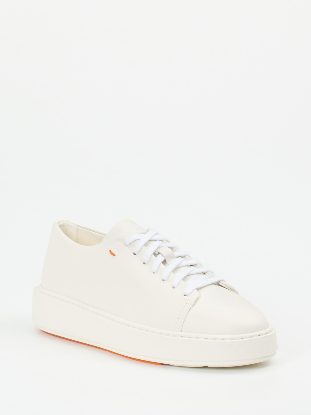 Santoni – Sneaker aus Lammleder in Cremeweiß