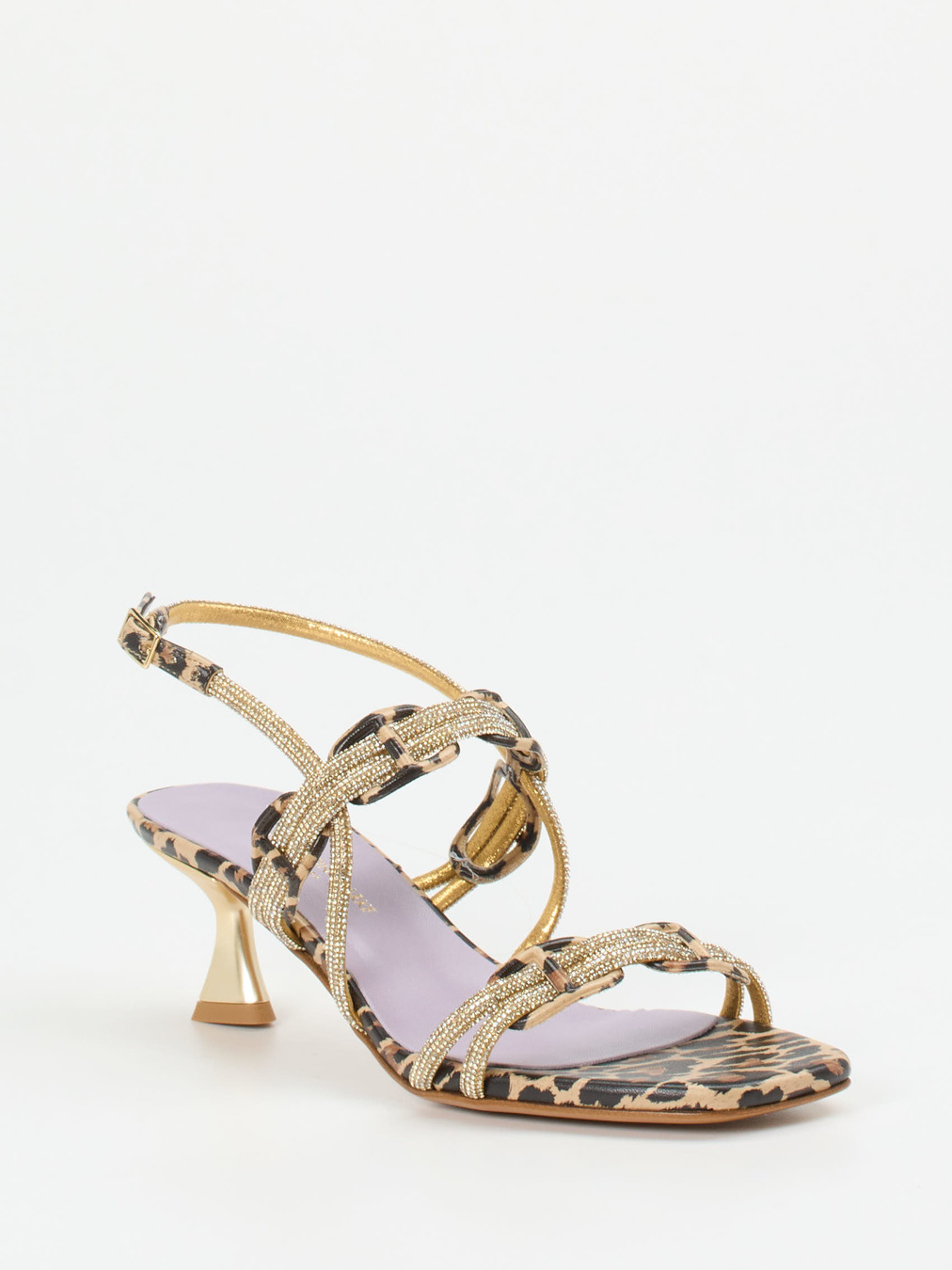 Konstantin Starke – Abendsandalette aus geprägtem Leder goldfarben