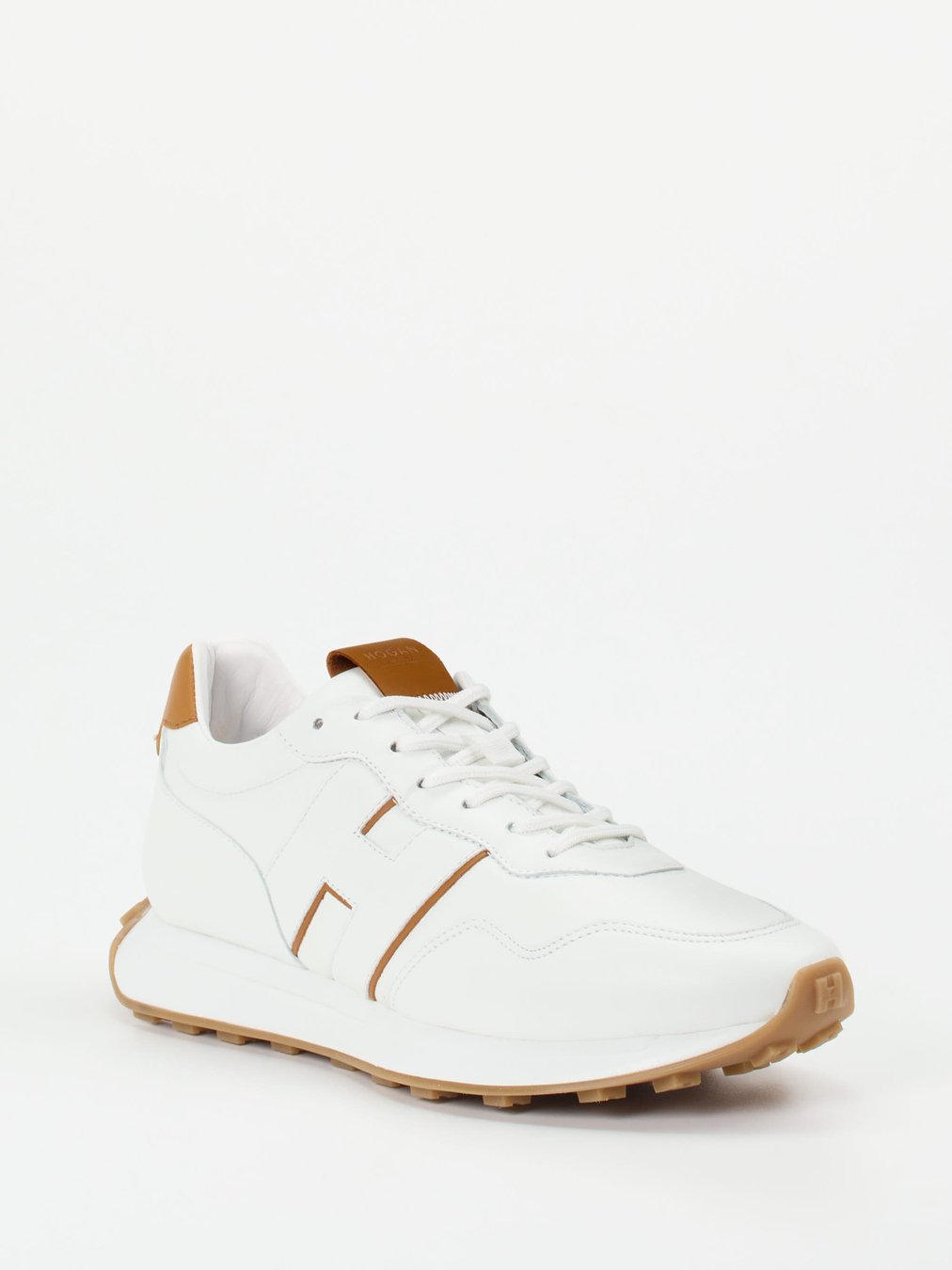 Hogan – Sneaker aus Kalbleder weiß cognac