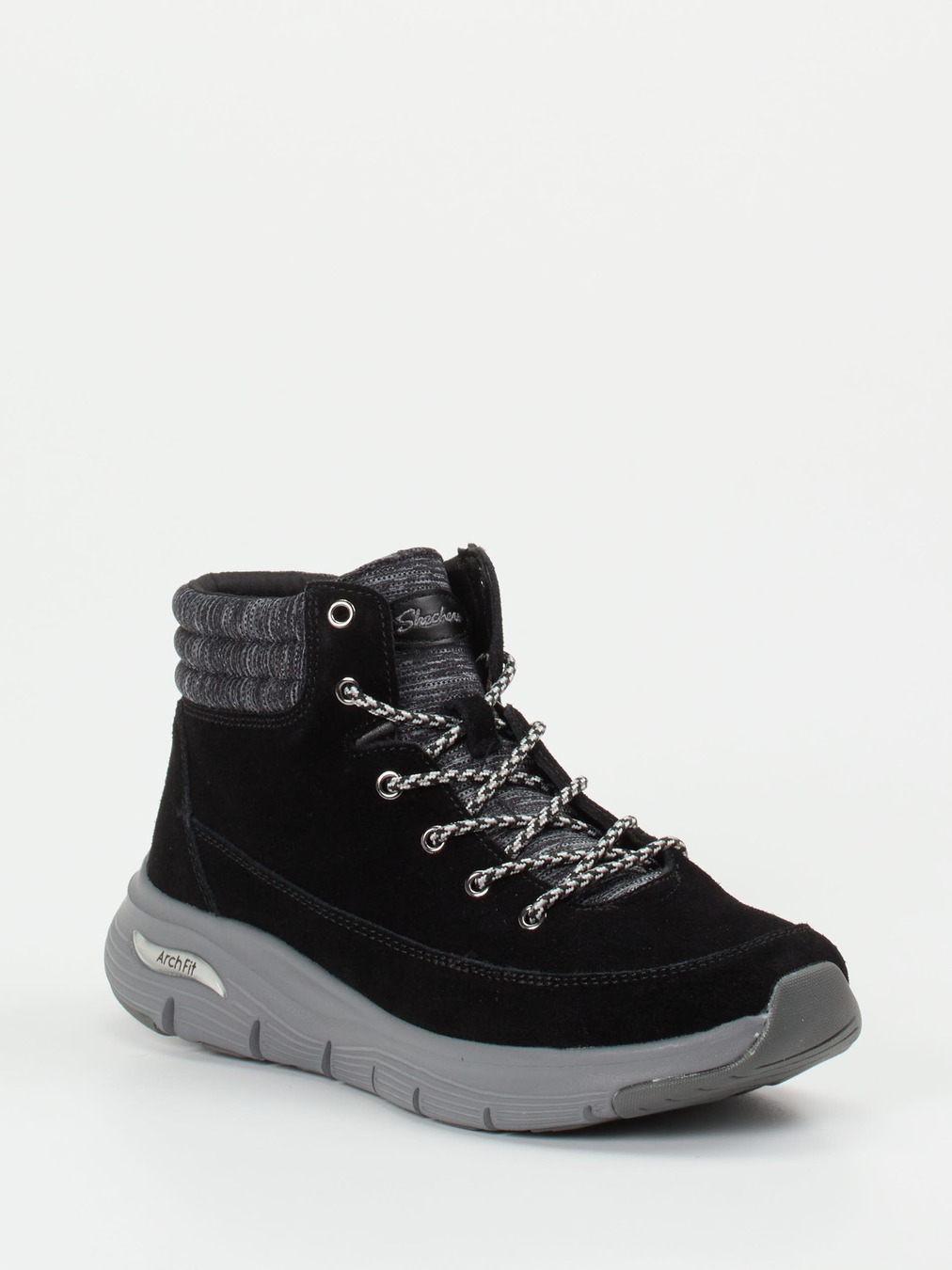 Skechers – Schnürboots aus Veloursleder schwarz