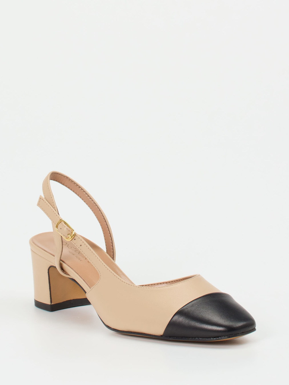 Konstantin Starke – Slingpumps aus Lammleder Beige-Schwarz