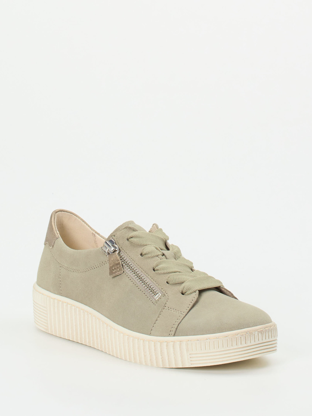 Gabor – Low-Top Sneaker aus Veloursleder Salbeigrün