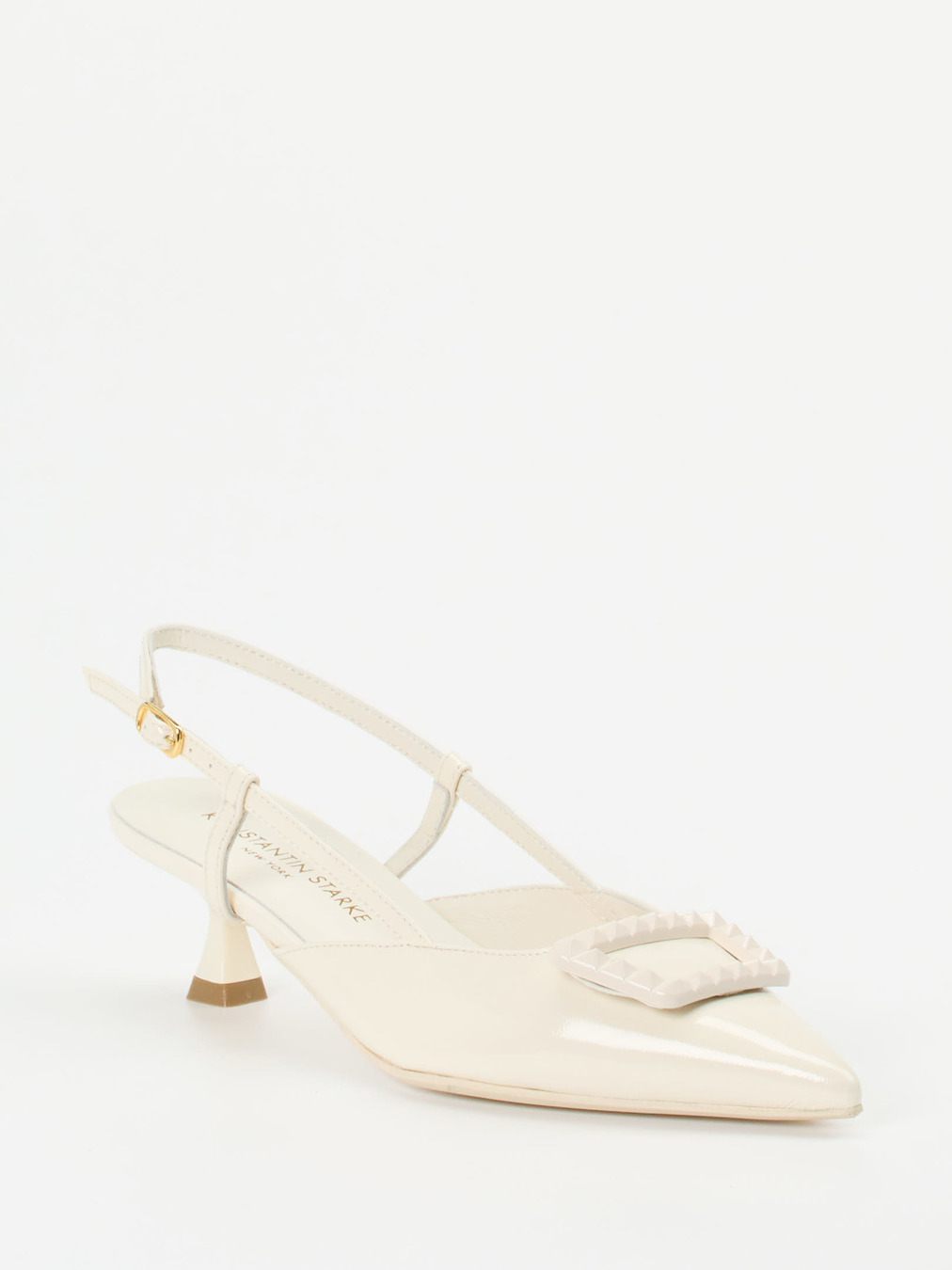 Konstantin Starke – Slingback-Pumps aus Lackleder cremeweiß