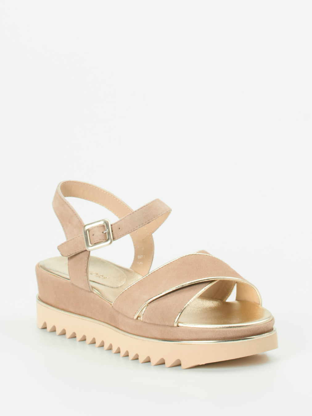 Mannori – Plateau-Sandale aus Veloursleder Rosébeige