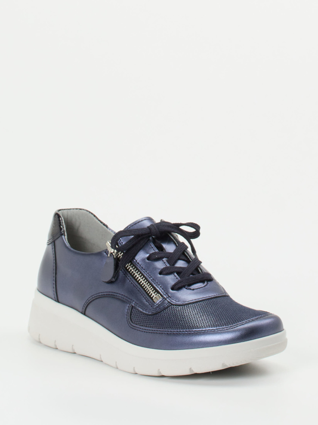 Stuppy – Komfort-Sneaker aus Stretchleder metallicblau