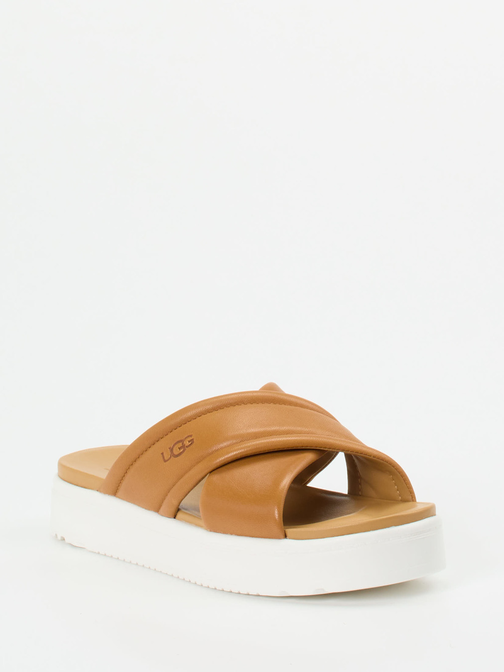 UGG – Plateau-Sandalen aus Kalbleder cognacfarben