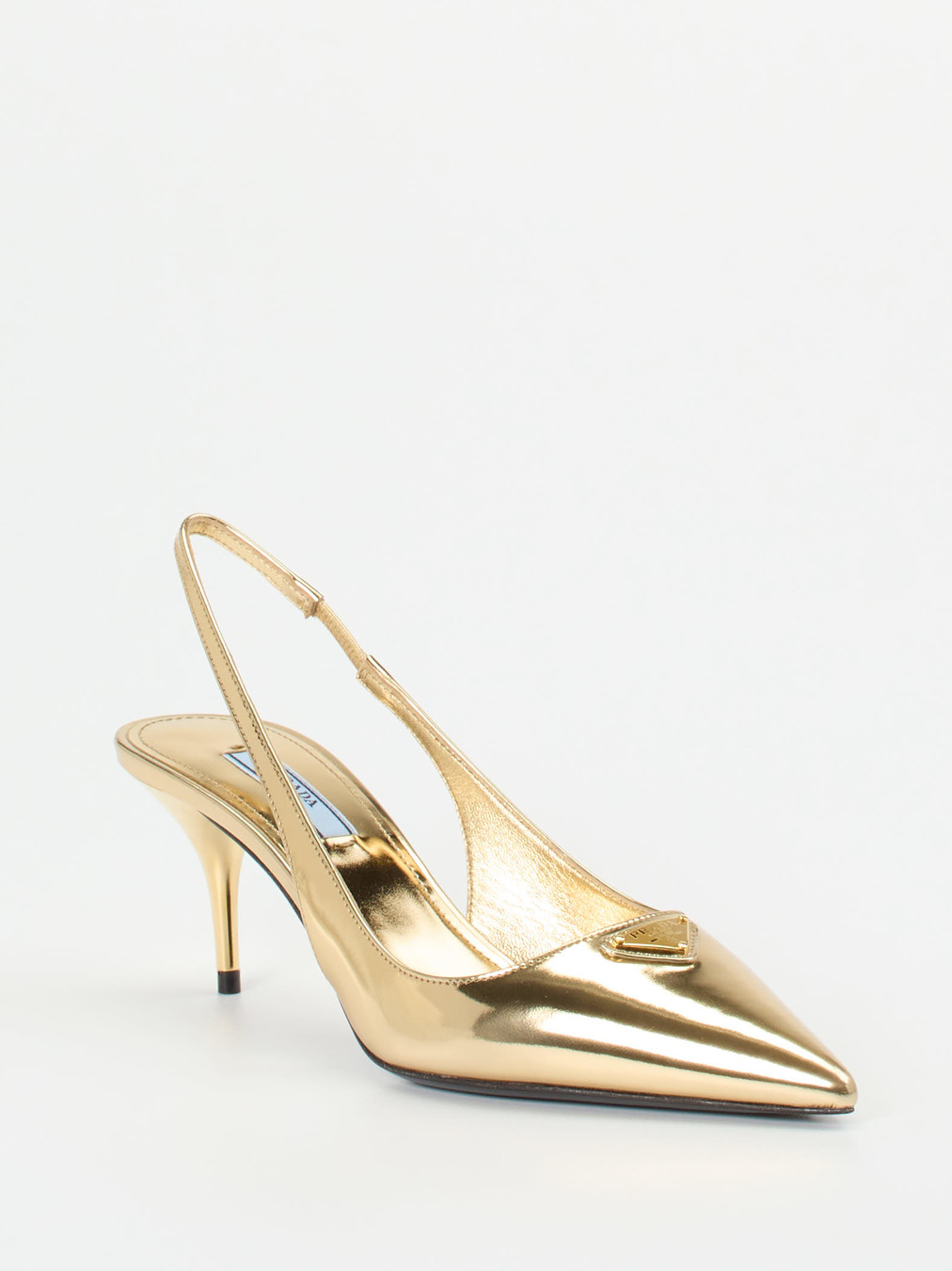 Prada – Slingback-Pumps aus Metallicleder gold