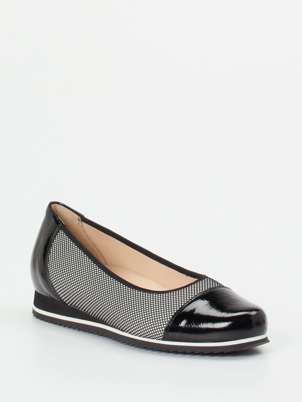 Hassia – Komfort-Ballerinas aus Textil und Lackleder schwarz