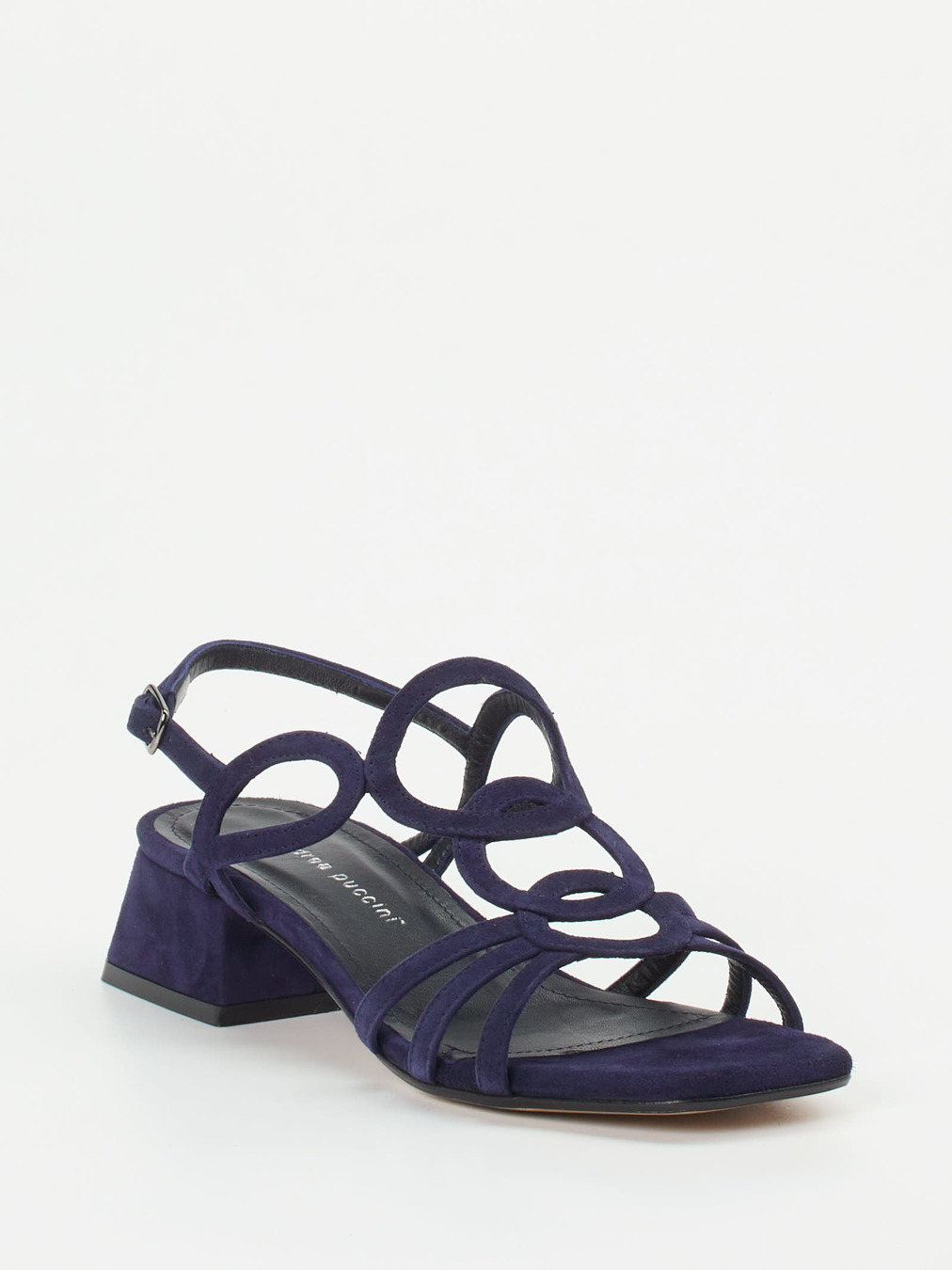 Andrea Puccini – Sandalette aus Veloursleder Tiefblau