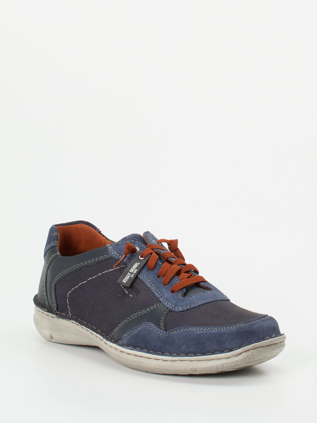 Josef Seibel – Schnürschuhe aus geprägtem Leder blau