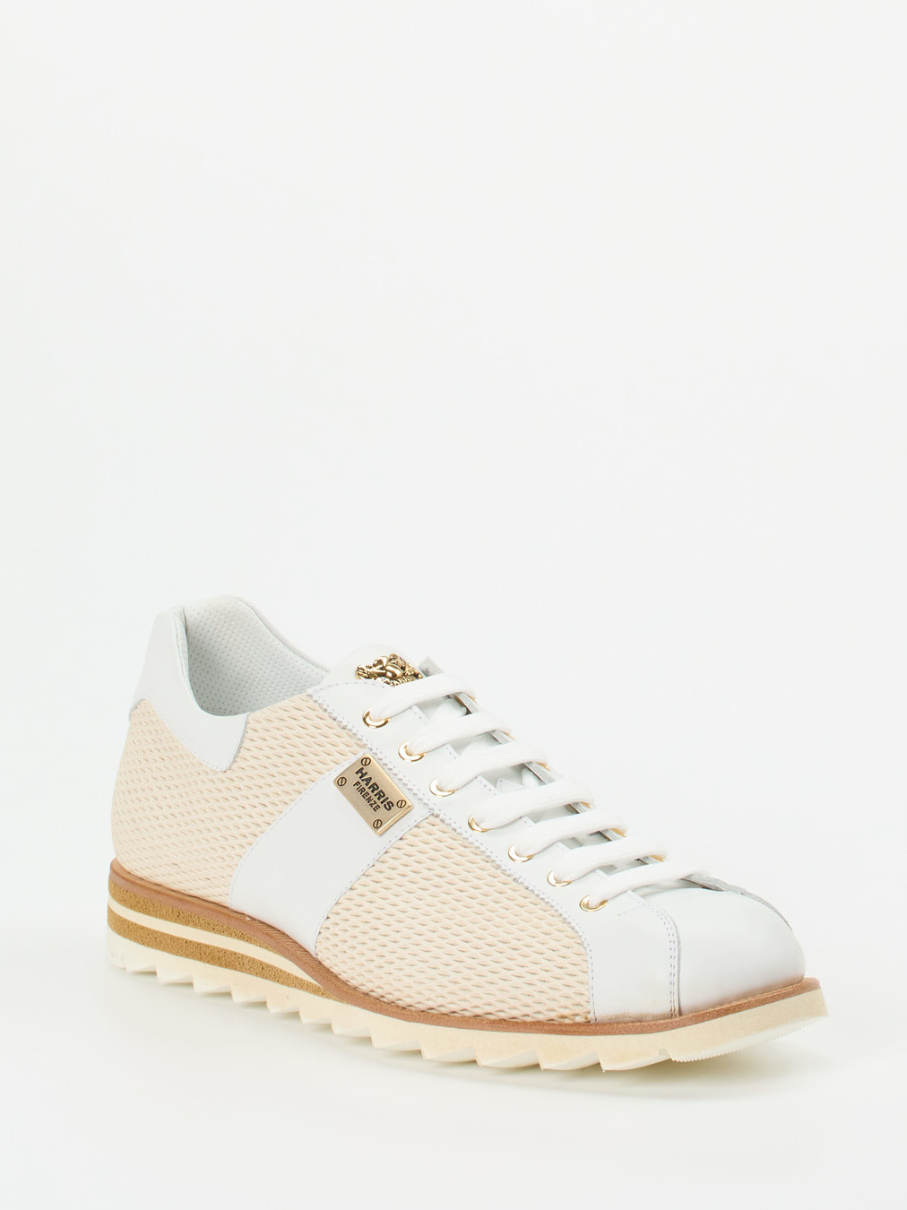 Harris – Sneaker aus geprägtem Leder in Beige