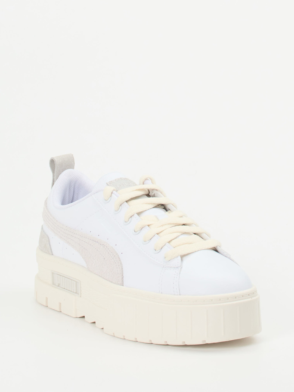 Puma – Platform Sneaker aus Leder Offwhite
