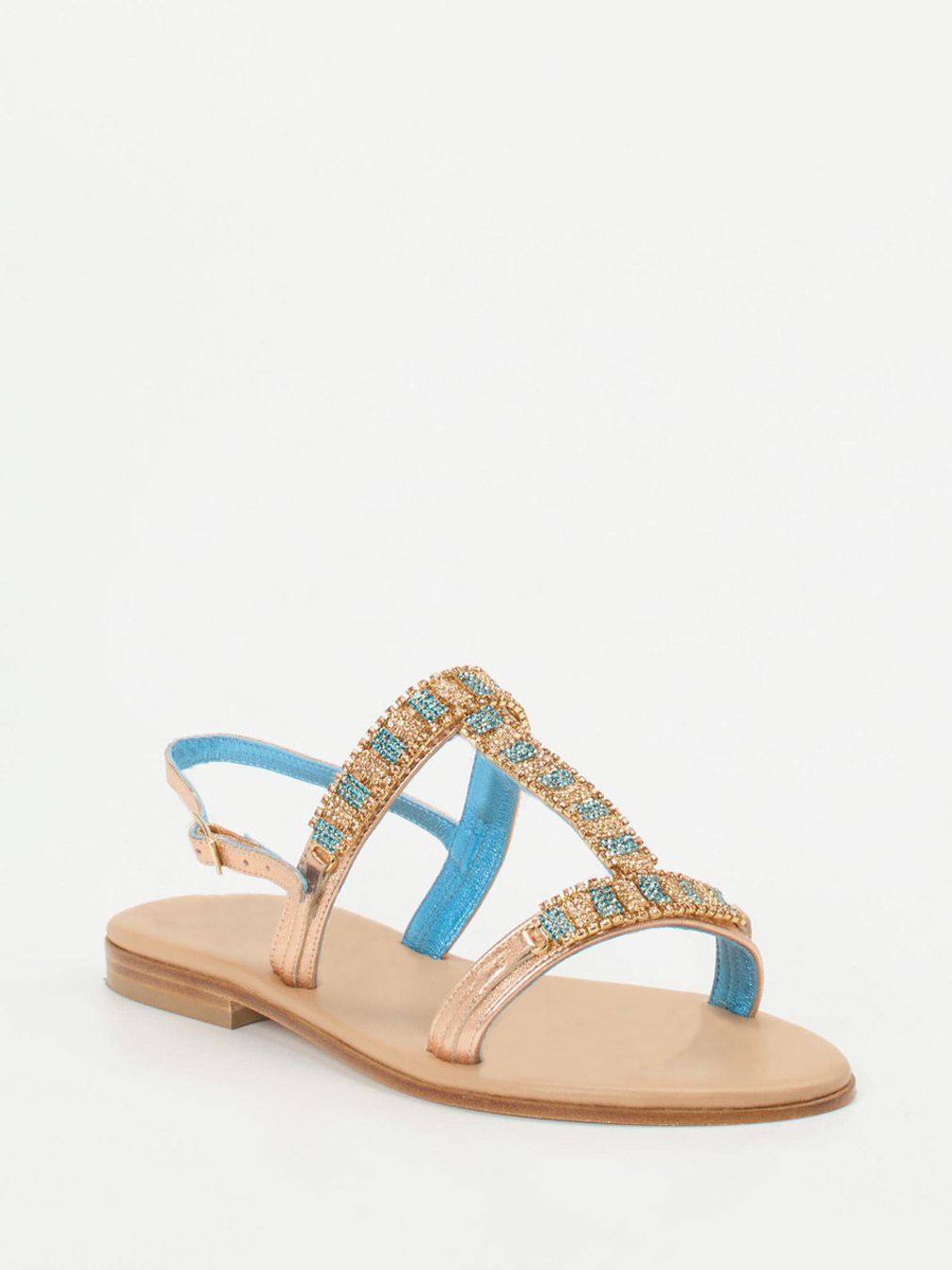 Konstantin Starke – Zehentrenner-Sandalen aus Metallicleder roségold