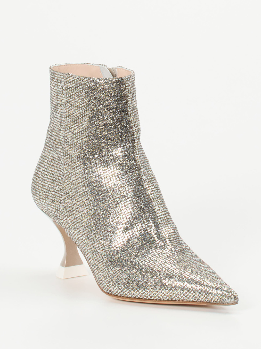 Konstantin Starke – Ankle Boots aus Metallicleder Silber