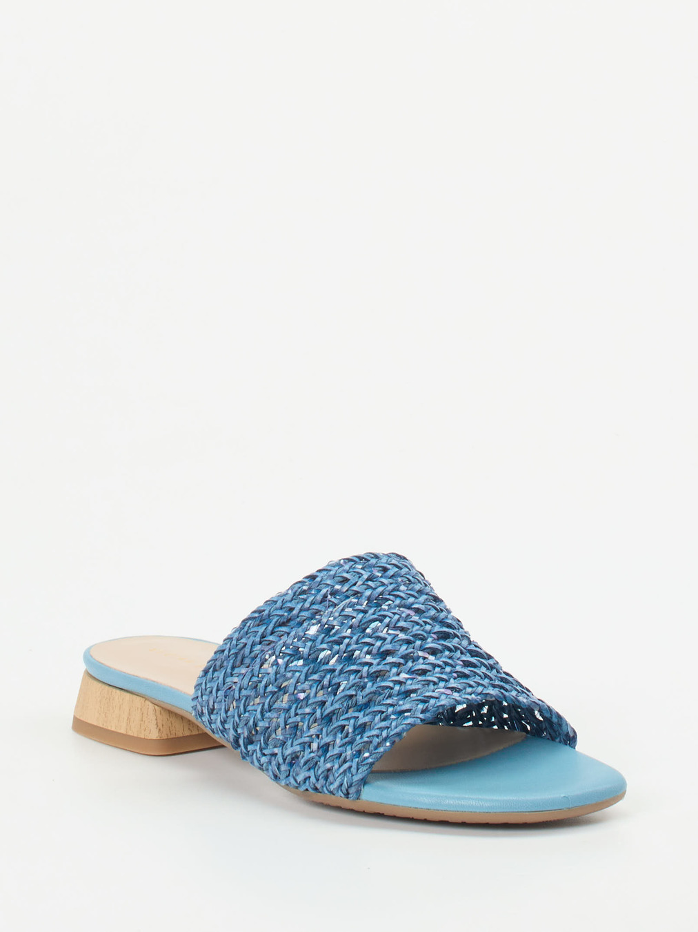 Andrea Puccini – Mules aus Flechtleder in Blau