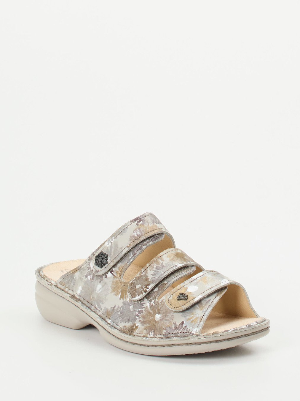 Finn Comfort – Komfort-Pantolette aus geprägtem Leder beige