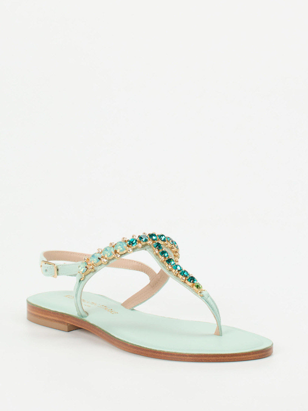 Konstantin Starke – Zehentrenner aus Metallicleder mintgrün