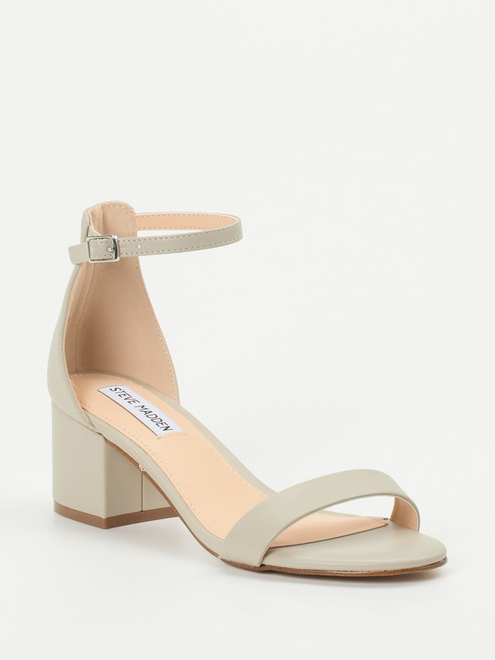 Steve Madden – Sandalette aus Kalbleder in Beigegrau