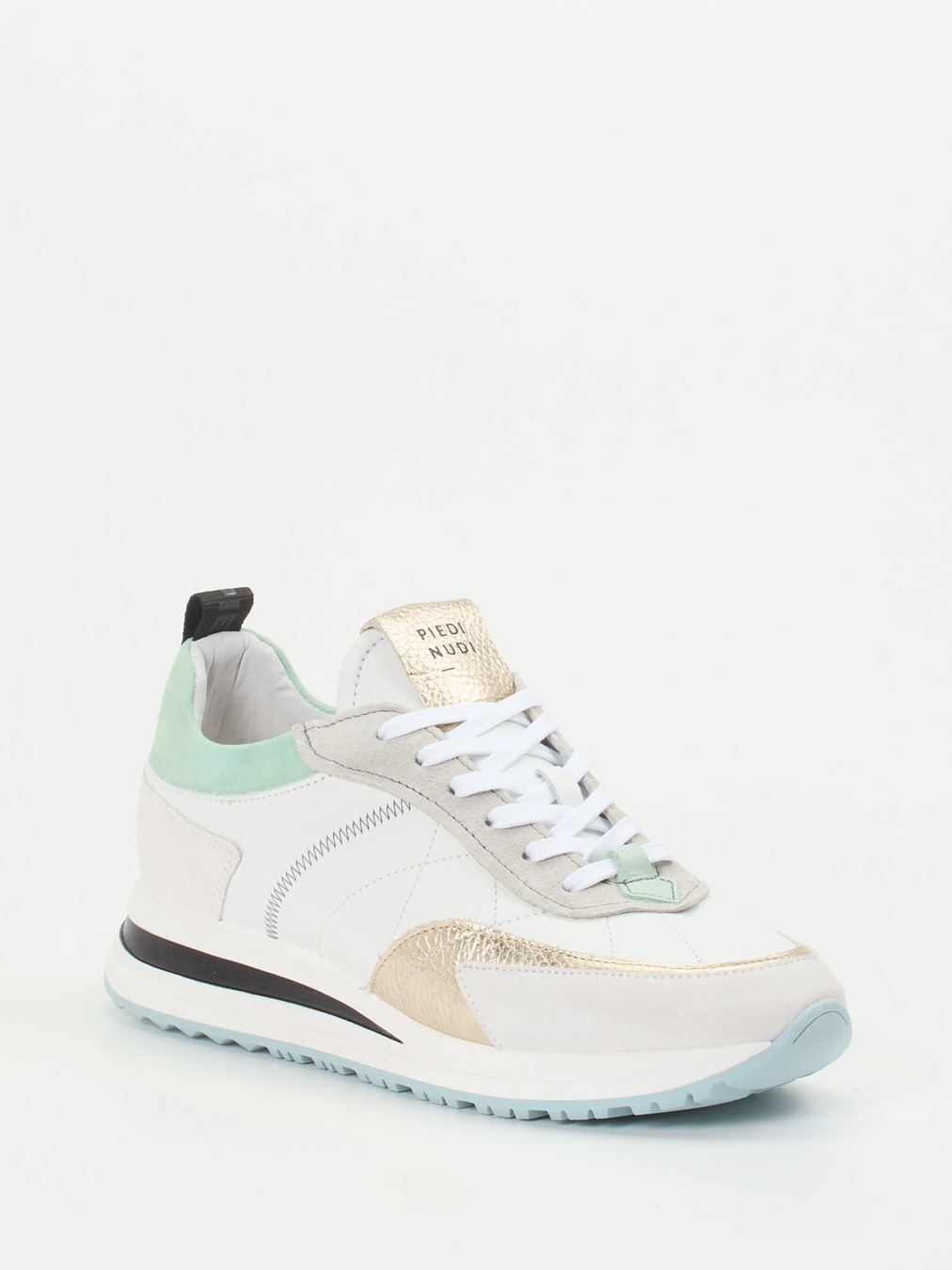 Piedi Nudi – Low-Top Sneaker aus Kalbleder Weiß-Gold