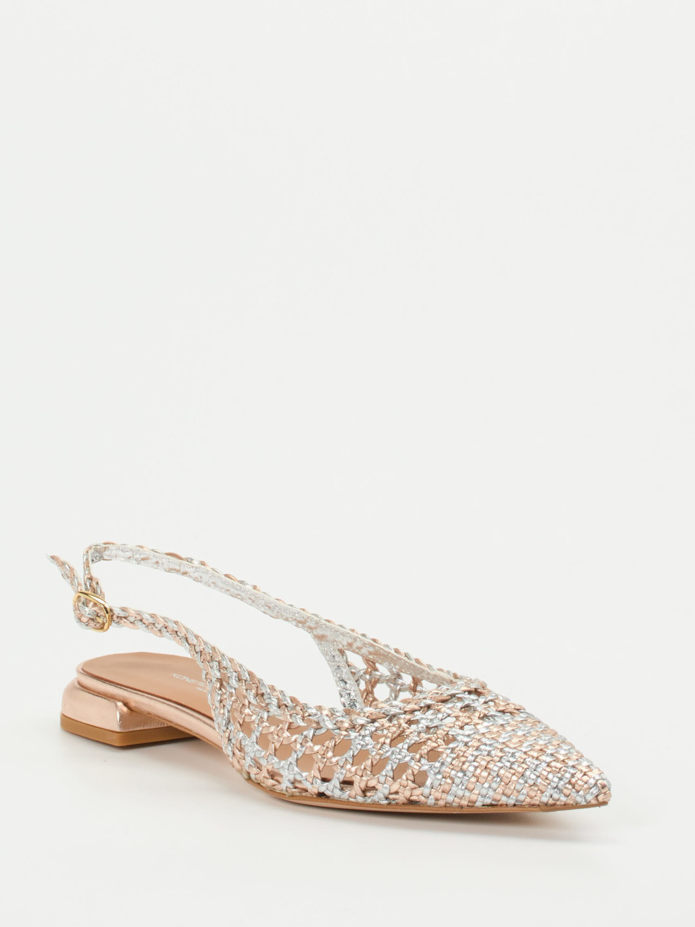 Konstantin Starke – Slingback-Ballerinas aus Flechtleder Roségold