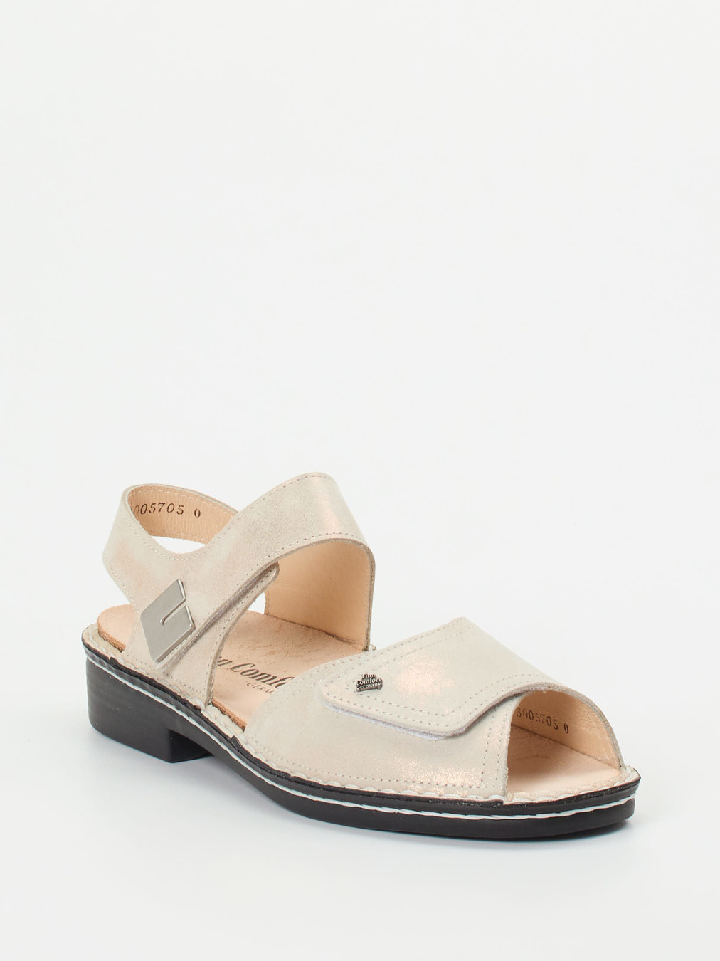 Finn Comfort – Komfortsandale aus Metallicleder champagner