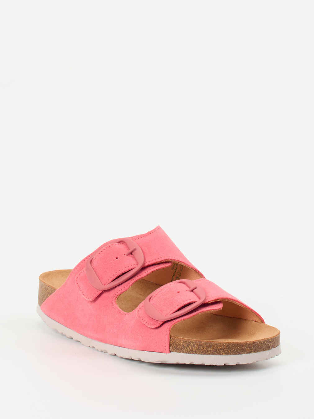 Think – Pantoletten aus Veloursleder Korallrosa