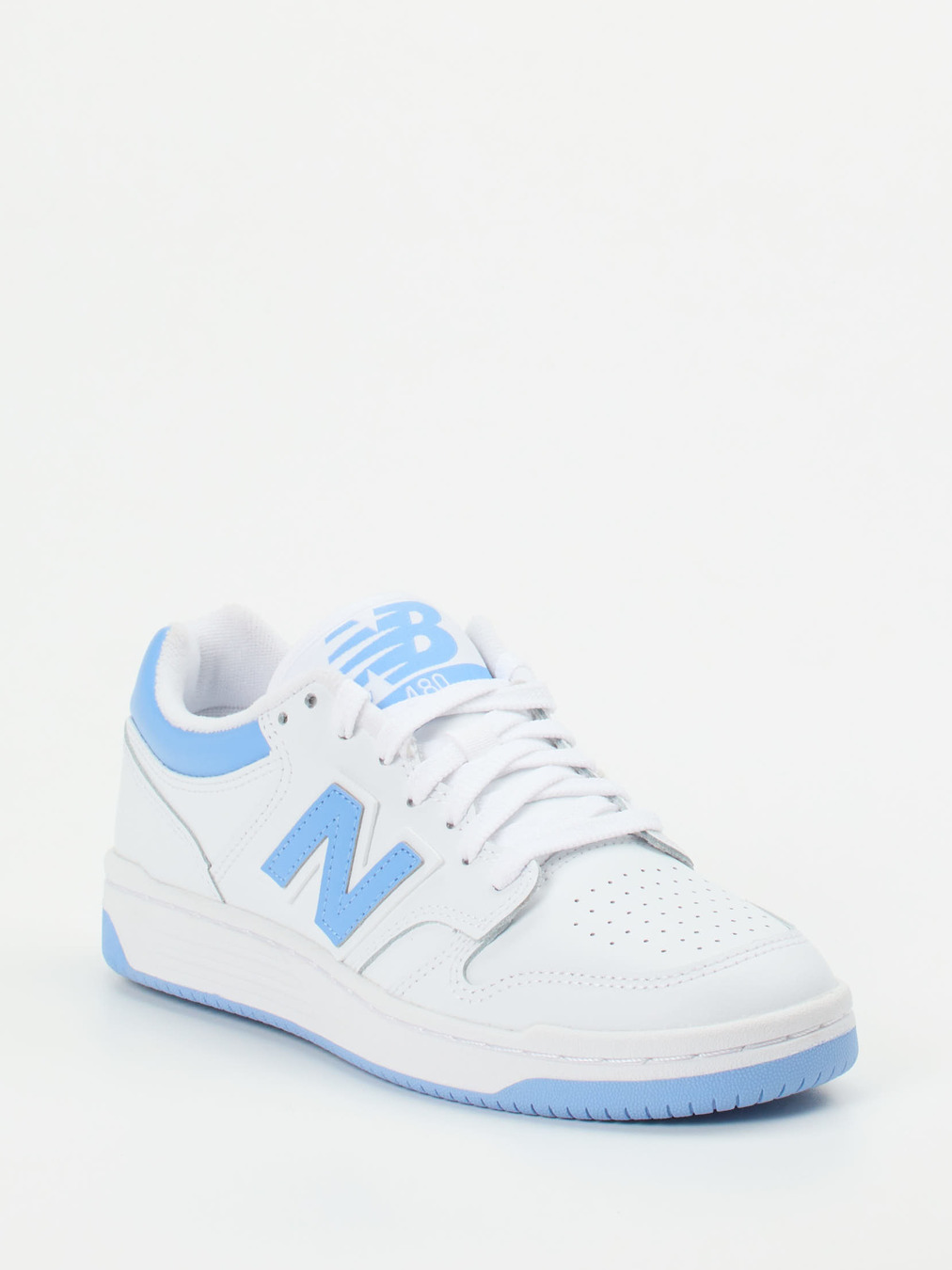 New Balance – Sneaker aus Leder in Weiß Hellblau