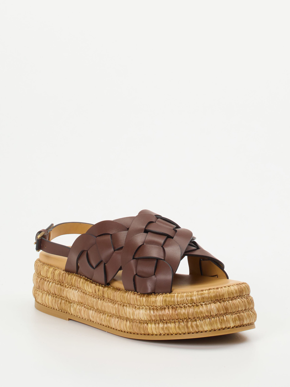 Tod's – Plateau-Sandalen aus braunem Flechtleder