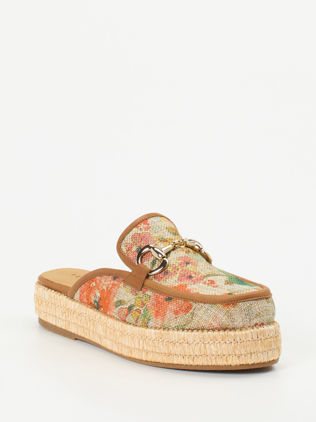 Pedro Miralles – Plateau-Mules aus Textil mit Jute-Detail