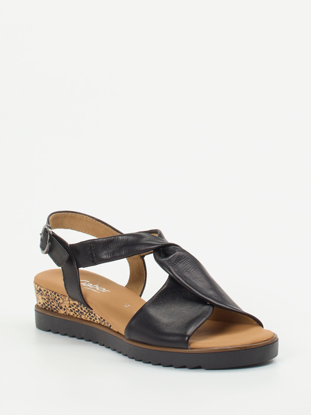 Gabor Comfort – Keilsandalette aus Kalbleder Schwarz