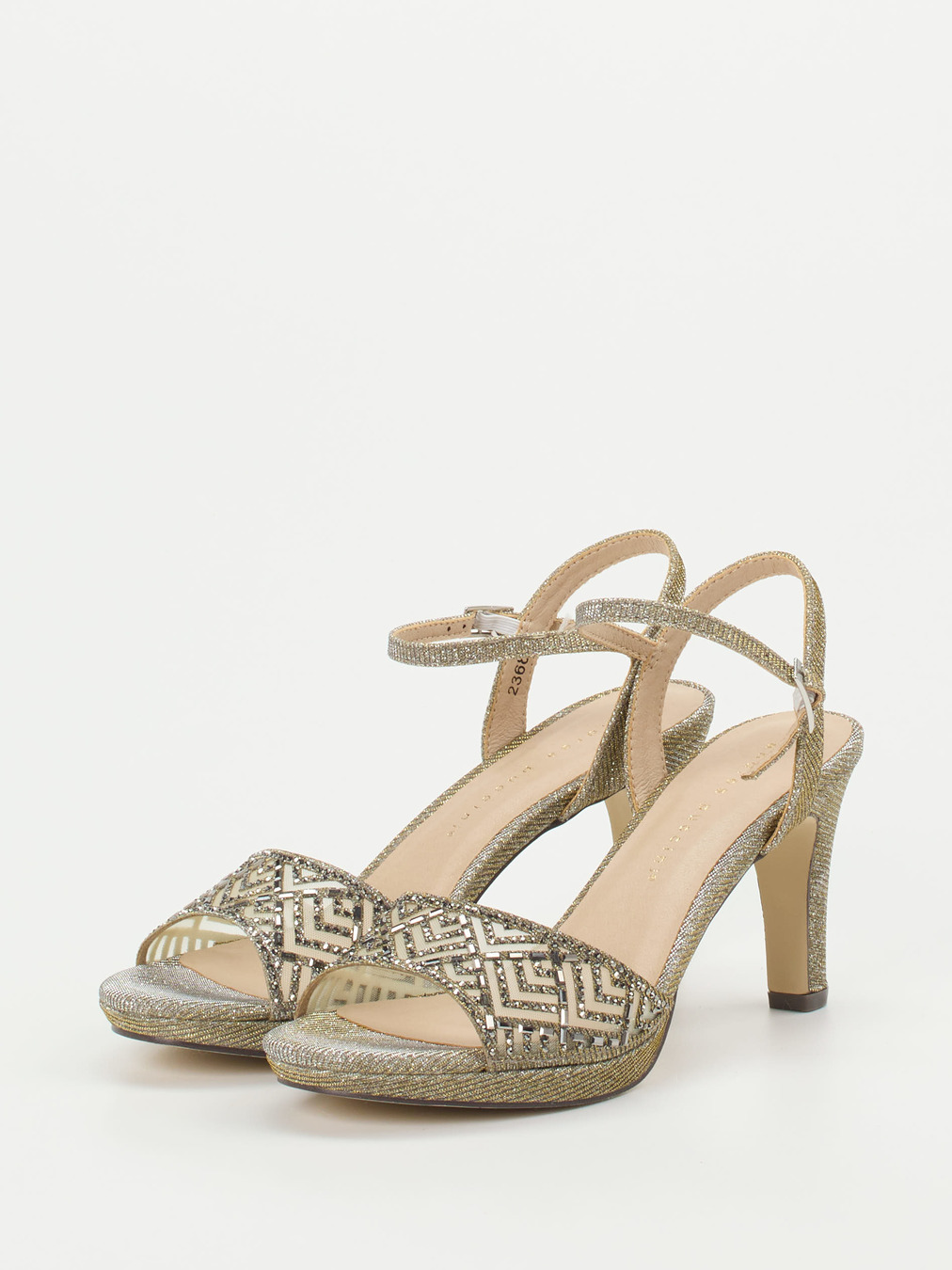 Andrea Puccini – Abendsandale aus Metallic-Textil Gold
