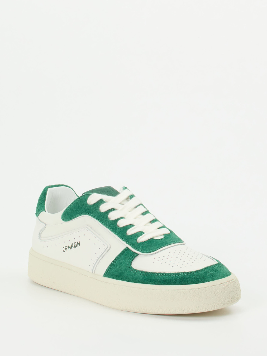 Copenhagen – Sneaker aus Kalbleder in Weiß-Grün