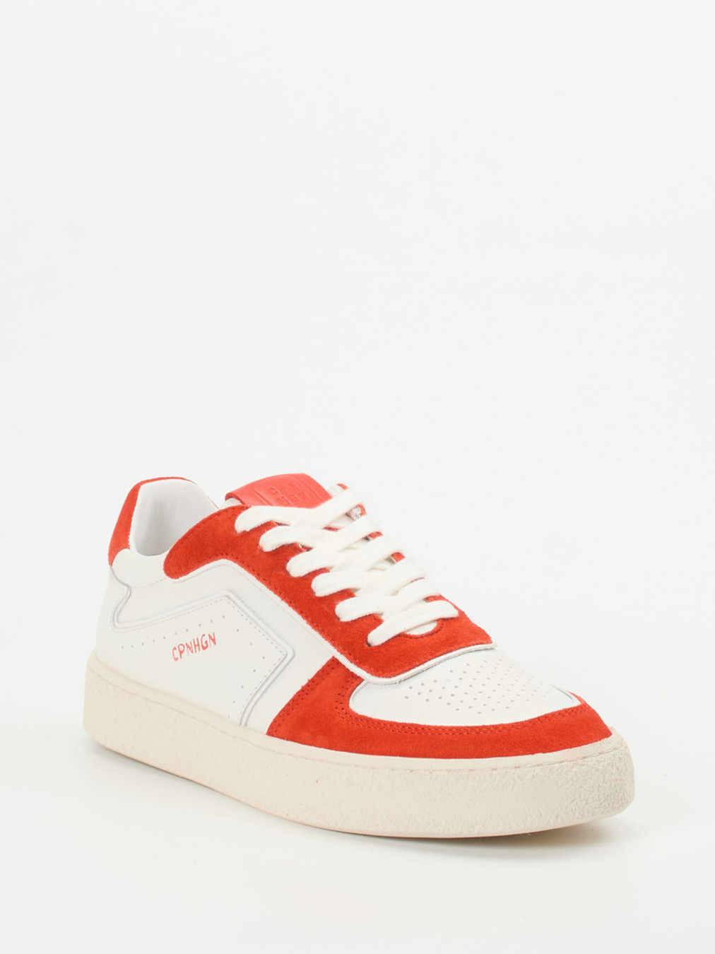 Copenhagen – Sneaker aus Kalbleder in Weiß-Rot