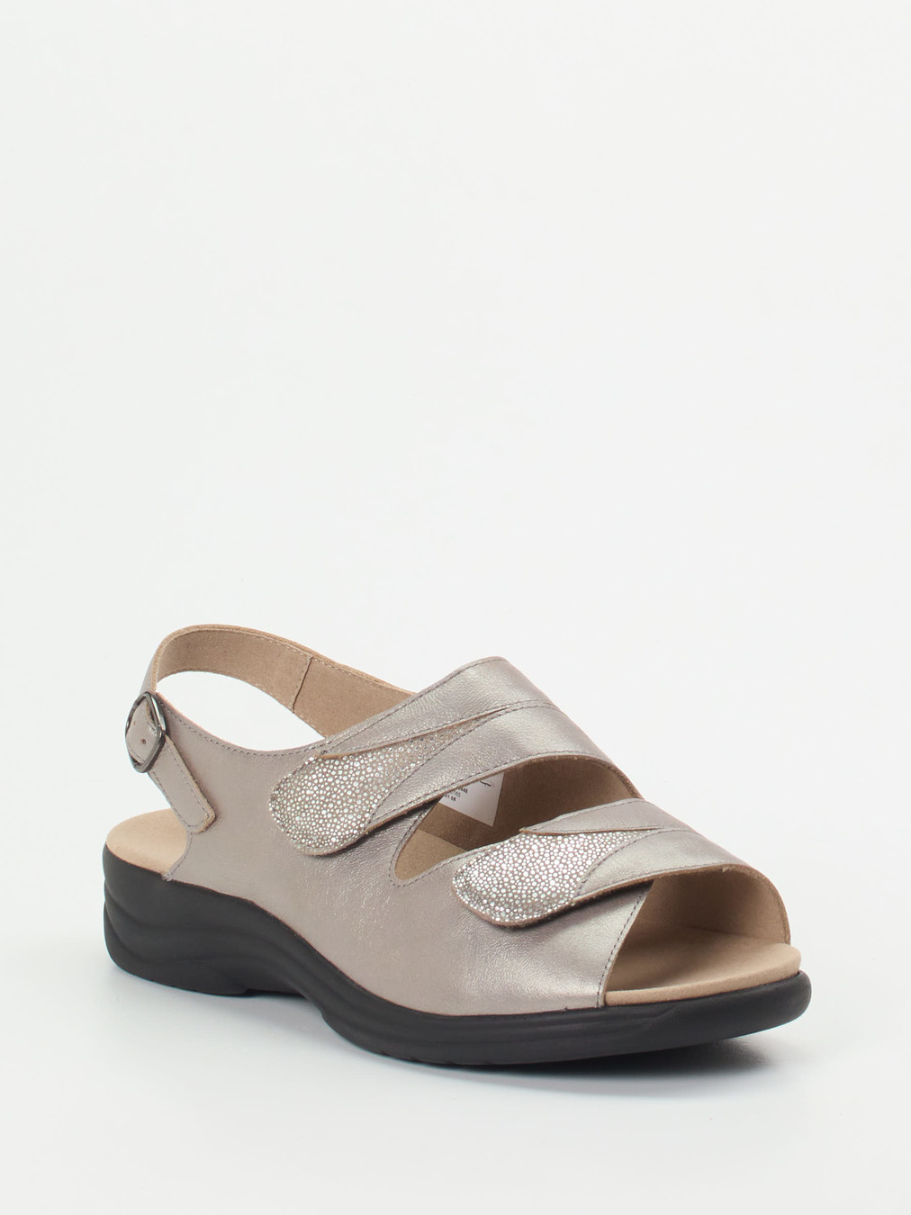 Solidus – Komfortsandale aus Metallicleder beige