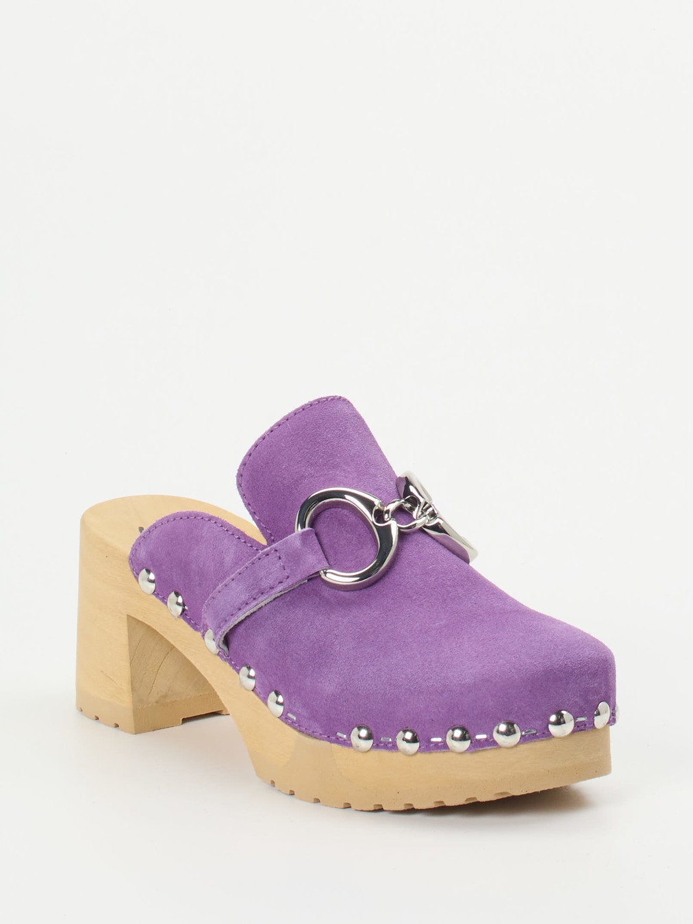 Softclox – Plateau-Clogs aus Veloursleder Flieder